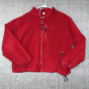 Vintage LL Bean Full Zip Fleece Jacket Extra Large Red XL